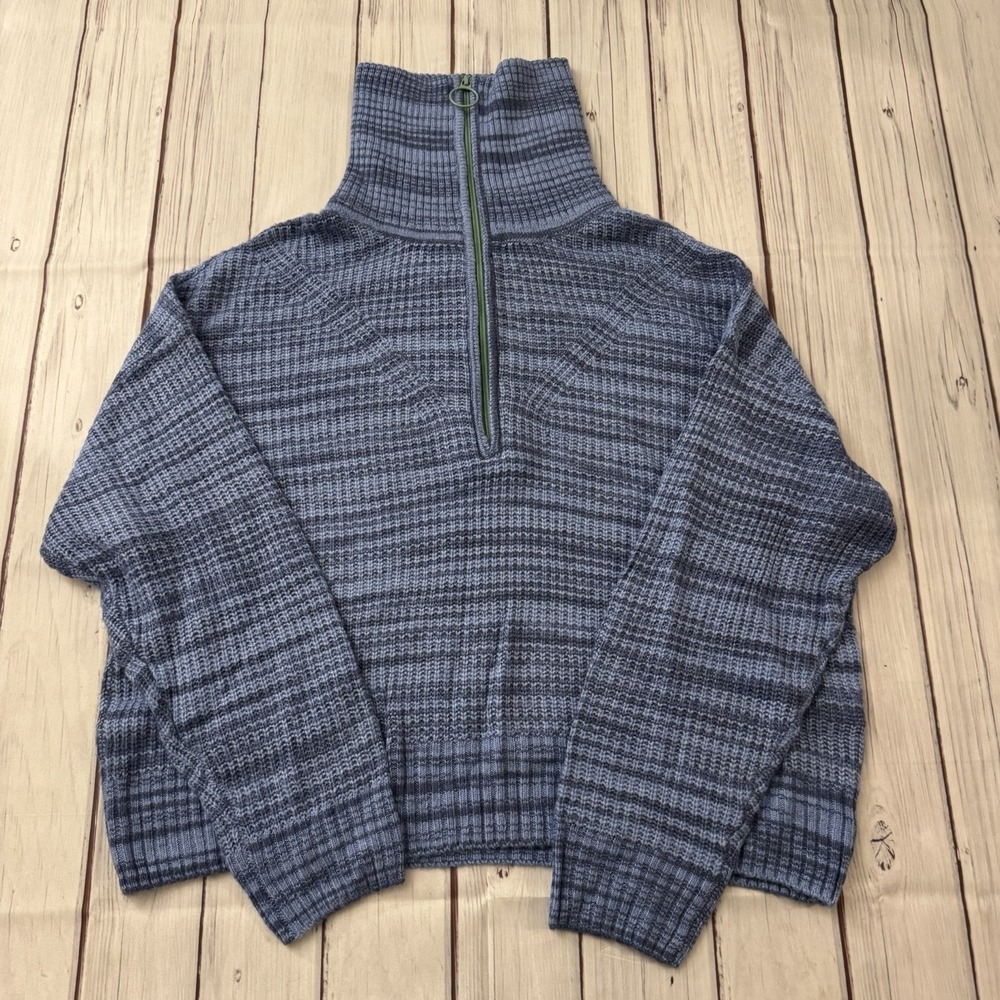 AERIE Size Medium Blue Quarter Zip Lounge Sweater‎ Women's